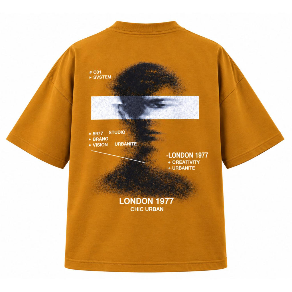 Blurred Identity Oversized Brown T-Shirt