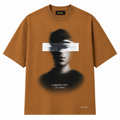 Blurred Identity Oversized Brown T-Shirt