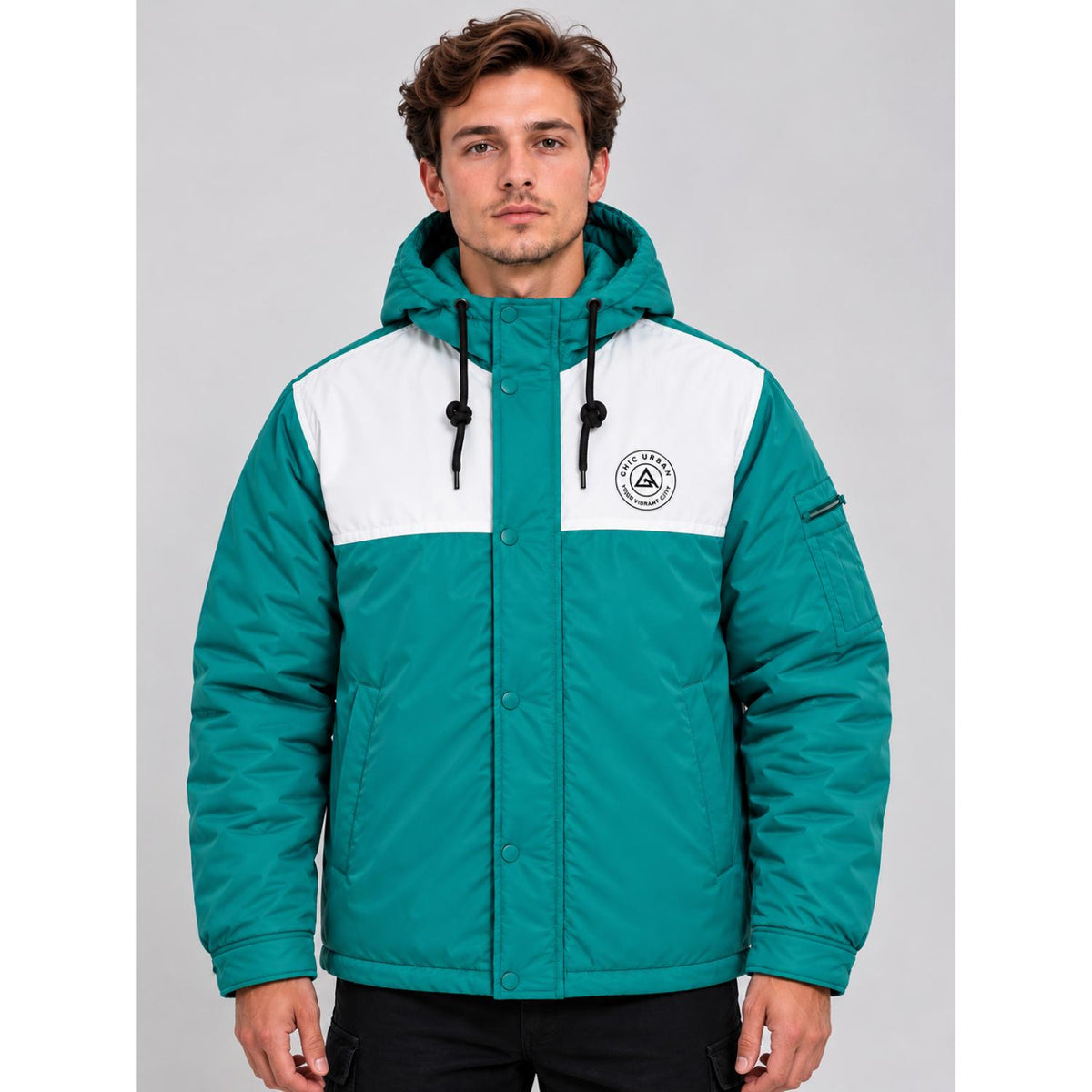 Northline Unisex Hooded Jacket – Green & White