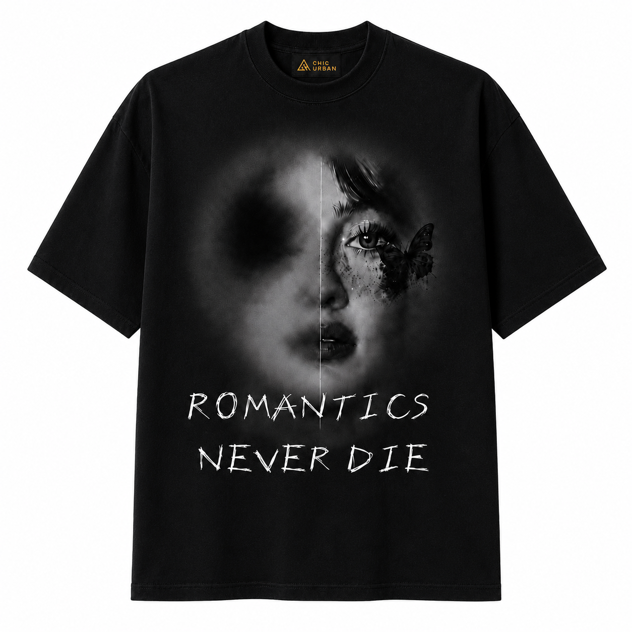 Romantics Never Die Oversized Black T-Shirt
