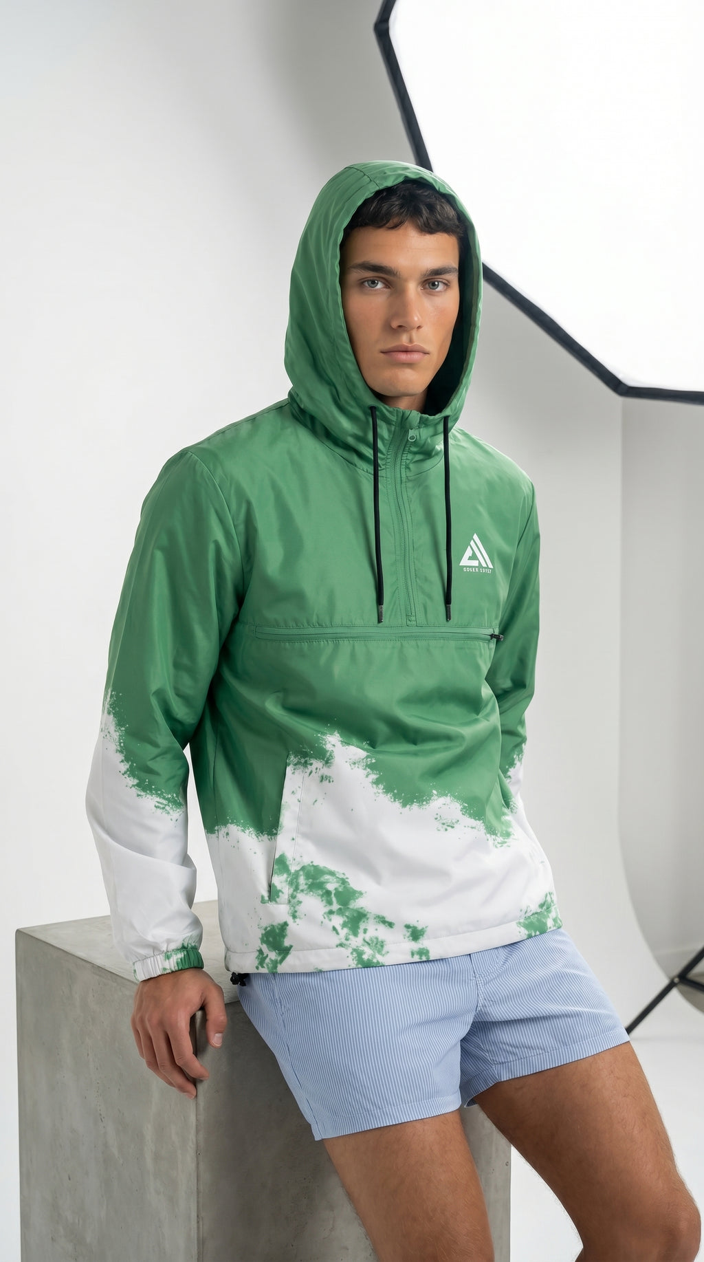 Ocean Crest Anorak-Forest Green Hoodie